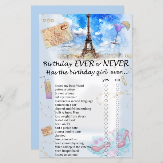 Eiffel tower Birthday, al dan niet in game (Voorkant / Achterkant)