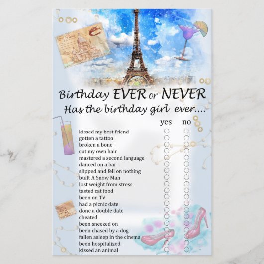 Eiffel tower Birthday, al dan niet in game (Voorkant)