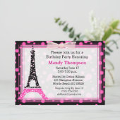 Eiffel Tower Birthday Party Invitation Kaart (Staand voorkant)