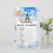 Eiffel tower Birthday Word Scramble Game (Staand voorkant)
