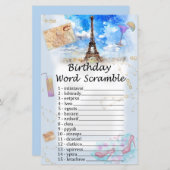 Eiffel tower Birthday Word Scramble Game (Voorkant / Achterkant)
