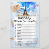 Eiffel tower Birthday Word Scramble Game (Voorkant)
