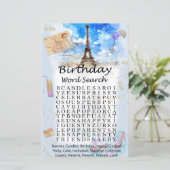 Eiffel tower Birthday word search game (Staand voorkant)