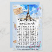 Eiffel tower Birthday word search game (Voorkant / Achterkant)