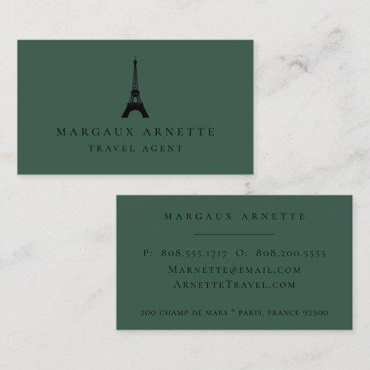 Eiffel Tower Black Logo Green Visitekaartje (Voorkant / Achterkant)