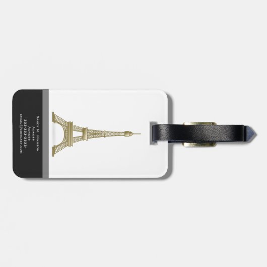 Eiffel Tower Black Modern Paris Word Custom Frankr Bagagelabel (Achterkant horizontaal)
