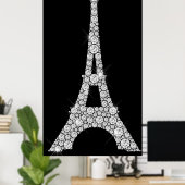 Eiffel Tower Black White Swarovski Crystals Paris Poster (Thuiskantoor)