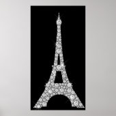 Eiffel Tower Black White Swarovski Crystals Paris Poster (Voorkant)