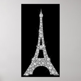 Eiffel Tower Black White Swarovski Crystals Paris Poster