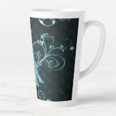 Eiffel Tower Blauwgroen Floral Swirls Latte Mok (Rechts)