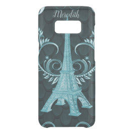Eiffel Tower Blauwgroen Floral Swirls Get Uncommon Samsung Galaxy S8 Hoesje