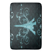 Eiffel Tower Blauwgroen Floral zwaait met een bath Badmat (Voorkant Verticaal)