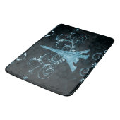 Eiffel Tower Blue Floral Swirls Bath Mat (Gekanteld)