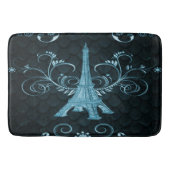 Eiffel Tower Blue Floral Swirls Bath Mat (Voorkant)