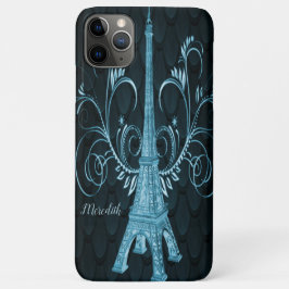 Eiffel Tower Blue Floral Swirls Case-Mate iPhone Case