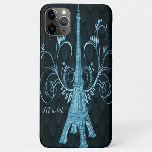 Eiffel Tower Blue Floral Swirls Case-Mate iPhone Case (Achterkant)