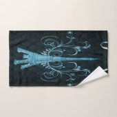 Eiffel Tower Blue Floral Swirls Towel Bad Handdoek (Handdoek)