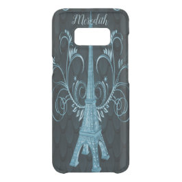 Eiffel Tower Blue Floral Swirls Get Uncommon Samsung Galaxy S8 Hoesje