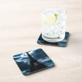 Eiffel Tower Blue Night Bier Onderzetter (Rechterzijde)