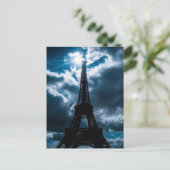 Eiffel Tower Blue Night Briefkaart (Staand voorkant)