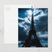Eiffel Tower Blue Night Briefkaart (Voorkant / Achterkant)