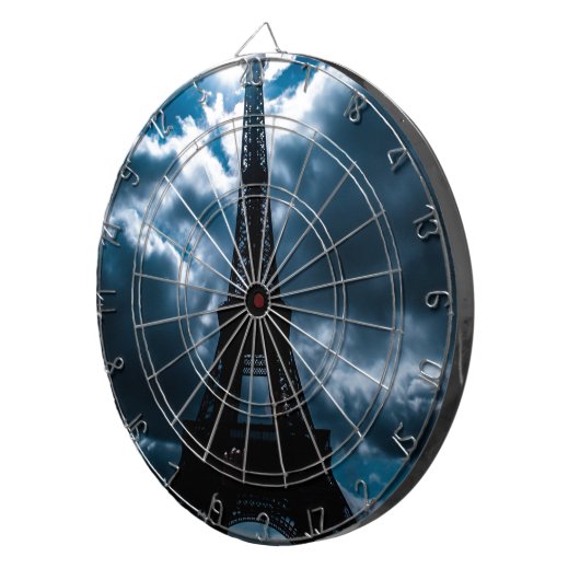 Eiffel Tower Blue Night Dartbord (Voorkant Rechts)