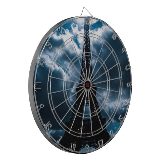 Eiffel Tower Blue Night Dartbord (Voorkant Links)