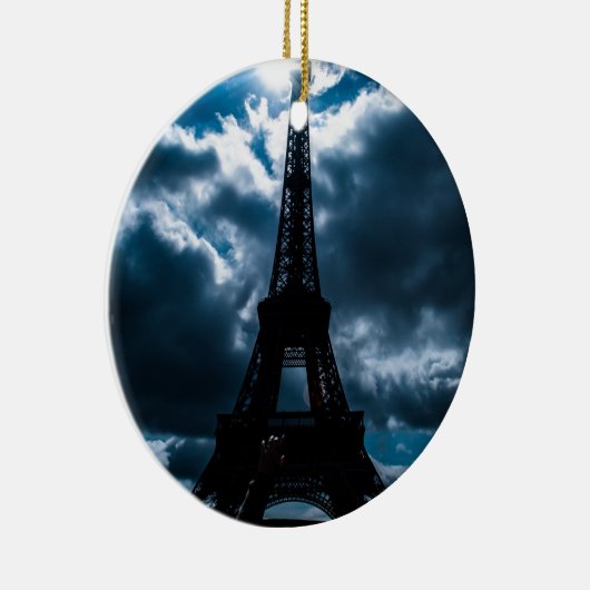 Eiffel Tower Blue Night Keramisch Ornament (Rechts)