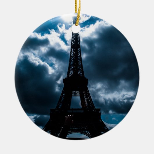 Eiffel Tower Blue Night Keramisch Ornament (Voorkant)