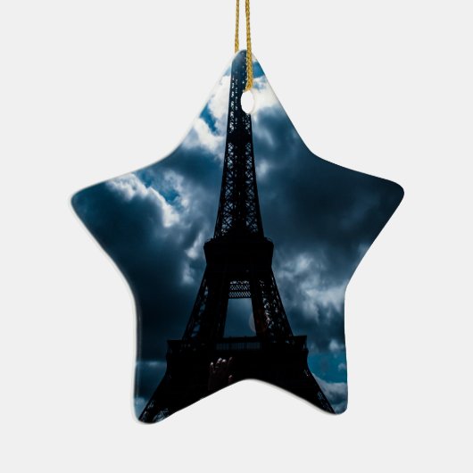 Eiffel Tower Blue Night Keramisch Ornament (Rechts)
