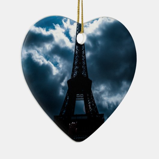 Eiffel Tower Blue Night Keramisch Ornament (Rechts)