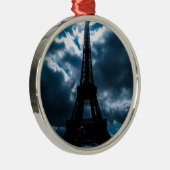 Eiffel Tower Blue Night Metalen Ornament (Rechts)
