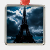 Eiffel Tower Blue Night Metalen Ornament (Voorkant)
