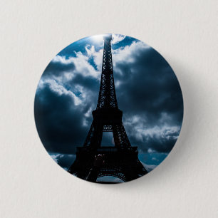 Eiffel Tower Blue Night Ronde Button 5,7 Cm