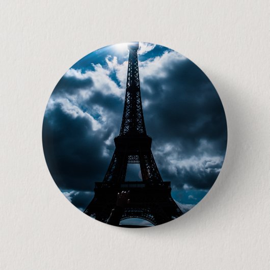 Eiffel Tower Blue Night Ronde Button 5,7 Cm (Voorkant)