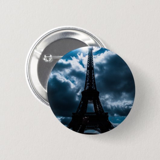 Eiffel Tower Blue Night Ronde Button 5,7 Cm (Voorkant /achterkant)