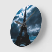 Eiffel Tower Blue Night Ronde Klok (Hoek)