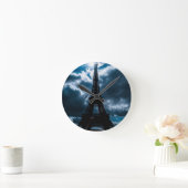 Eiffel Tower Blue Night Ronde Klok (Huis)