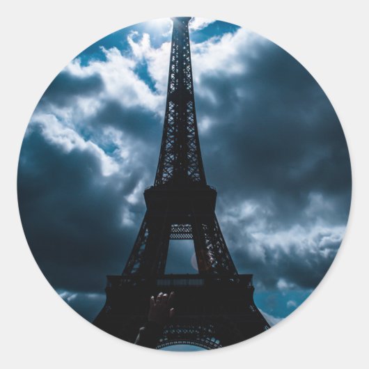 Eiffel Tower Blue Night Ronde Sticker (Voorkant)