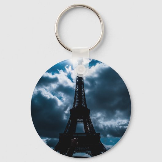 Eiffel Tower Blue Night Sleutelhanger (Voorkant)