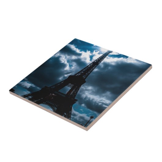 Eiffel Tower Blue Night Tegeltje (Zijkant)