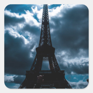 Eiffel Tower Blue Night Vierkante Sticker