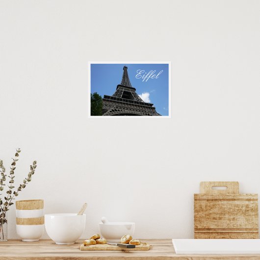 Eiffel Tower, Blue Sky, Parijs, Frankrijk Poster (Keuken)