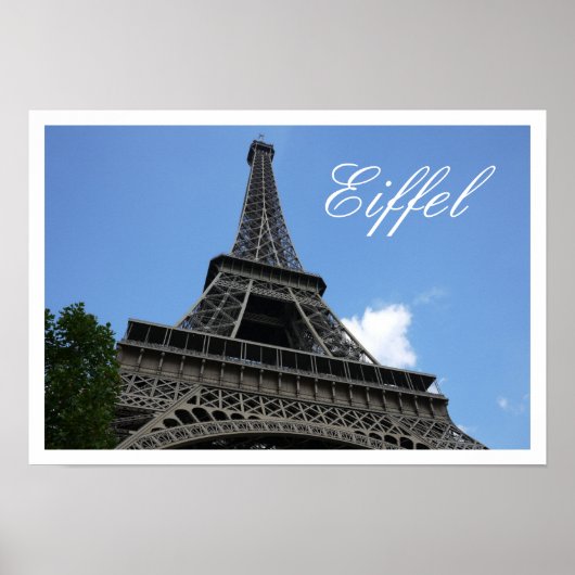 Eiffel Tower, Blue Sky, Parijs, Frankrijk Poster (Voorkant)