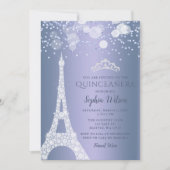 Eiffel Tower Blue Sparkle Glitter Quinceañera Kaart (Voorkant)