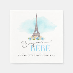 Eiffel Tower Bonjour Baby shower Paper Napkins Servet