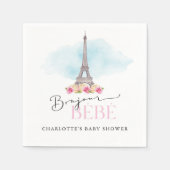 Eiffel Tower Bonjour Baby shower Paper Napkins Servet (Voorkant)