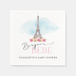 Eiffel Tower Bonjour Baby shower Paper Napkins Servet
