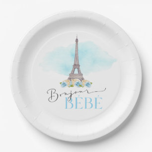 Eiffel Tower Bonjour Bébé Baby shower Papieren Bor Bordje