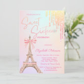 Eiffel Tower Bow Glitter Drips  Sweet 16   Kaart (Staand voorkant)